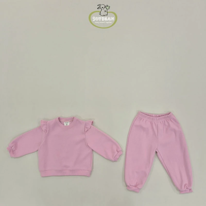 Soybean - Korean Children Fashion - #kidzfashiontrend - Shoulder Frill Top Bottom Set - 8