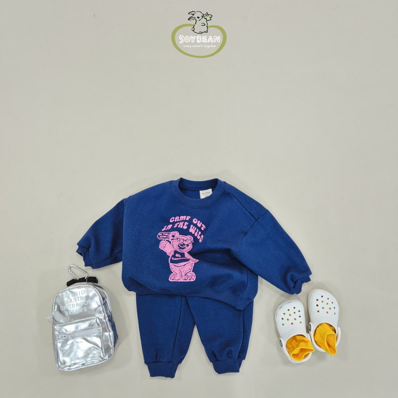 Soybean - Korean Children Fashion - #kidsstore - Camp Bear Top Bottom Set - 4