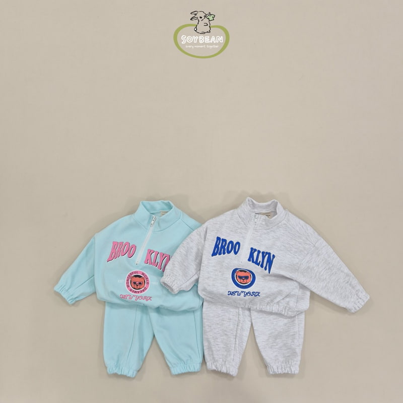 Soybean - Korean Children Fashion - #kidzfashiontrend - Half Neck Teddy Top Bottom Set
