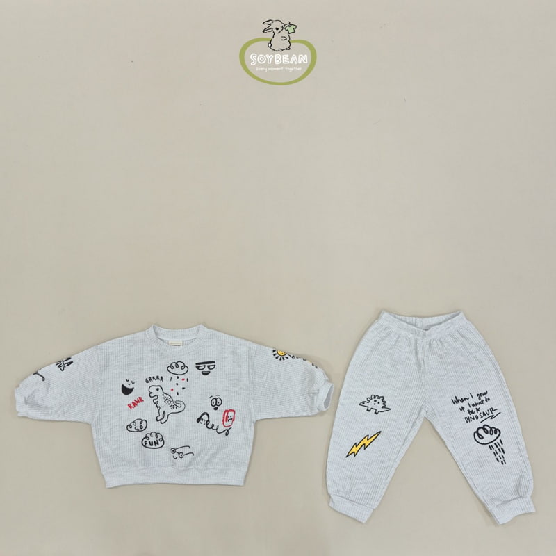 Soybean - Korean Children Fashion - #kidzfashiontrend - Painting Waffle Top Bottom Set - 6