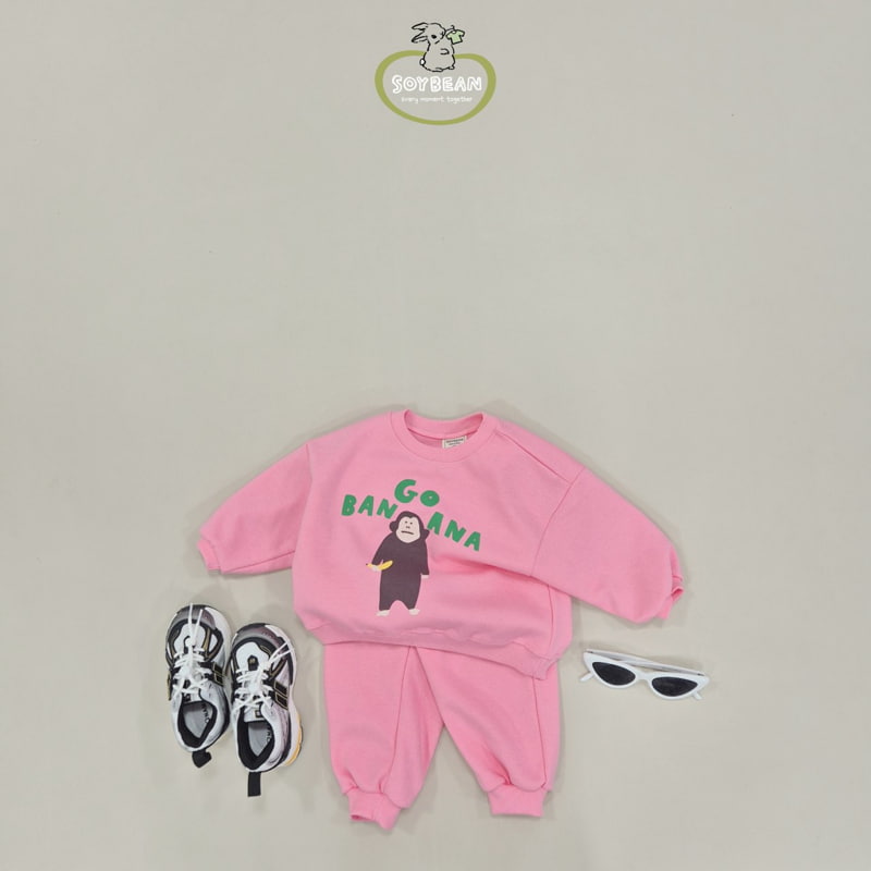 Soybean - Korean Children Fashion - #kidsstore - Banana Monkey Top Bottom Set - 4