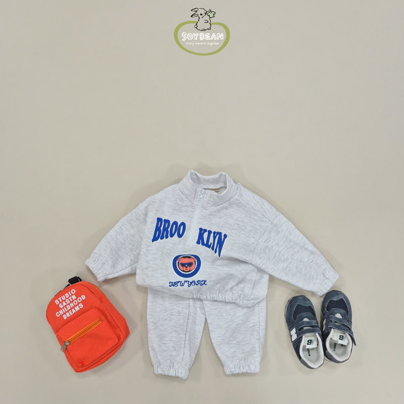 Soybean - Korean Children Fashion - #littlefashionista - Half Neck Teddy Top Bottom Set - 3