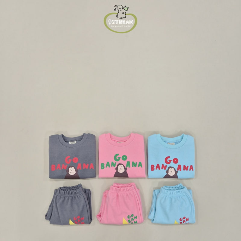 Soybean - Korean Children Fashion - #littlefashionista - Banana Monkey Top Bottom Set - 6