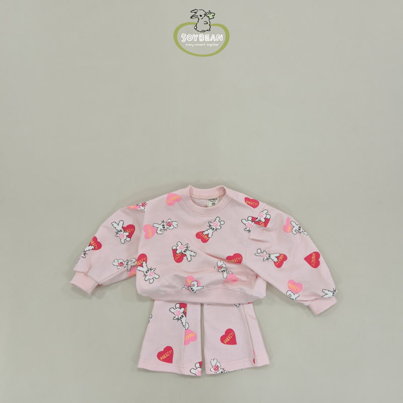 Soybean - Korean Children Fashion - #magicofchildhood - Heart Bunny Bootscut Top Bottom Set - 9
