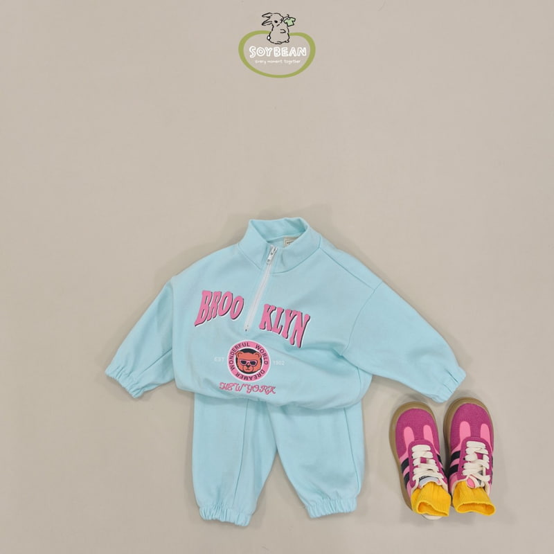 Soybean - Korean Children Fashion - #littlefashionista - Half Neck Teddy Top Bottom Set - 4