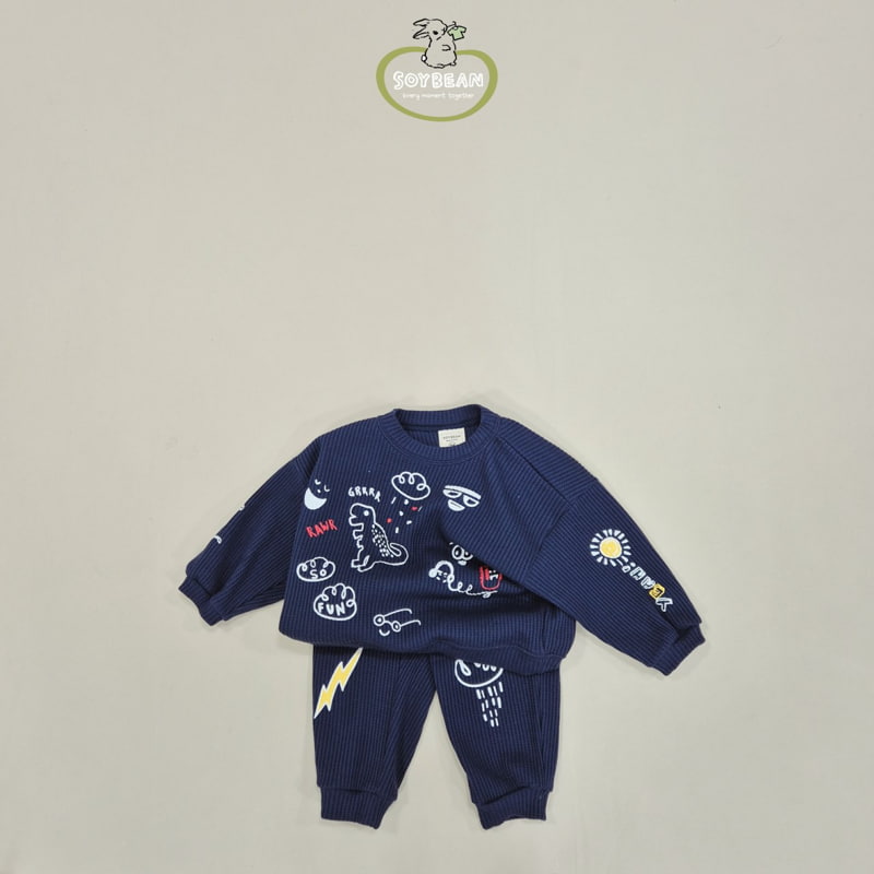 Soybean - Korean Children Fashion - #magicofchildhood - Painting Waffle Top Bottom Set - 9