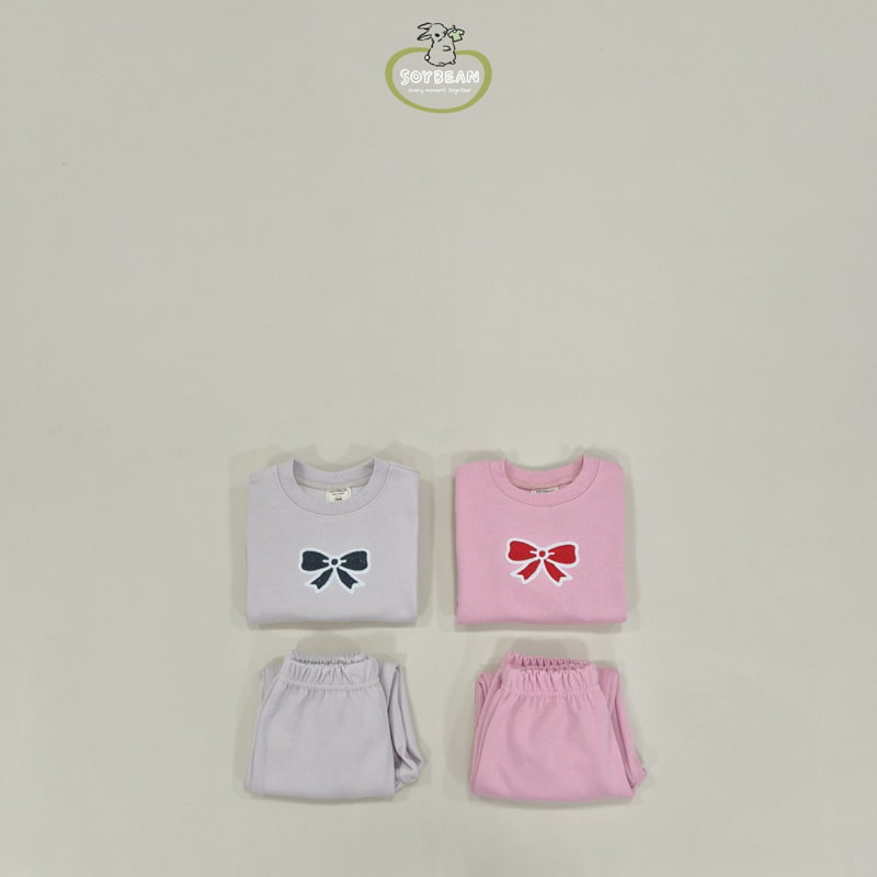 Soybean - Korean Children Fashion - #magicofchildhood - Ribbon Chain Embroidery Top Bottom Set - 6