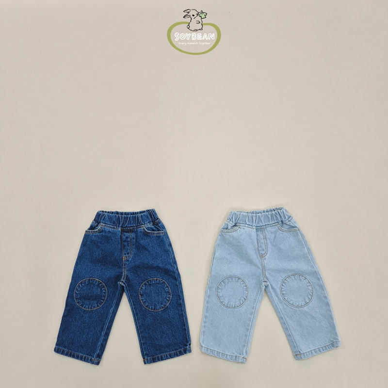 Soybean - Korean Children Fashion - #minifashionista - Patch Loose Denim Pants