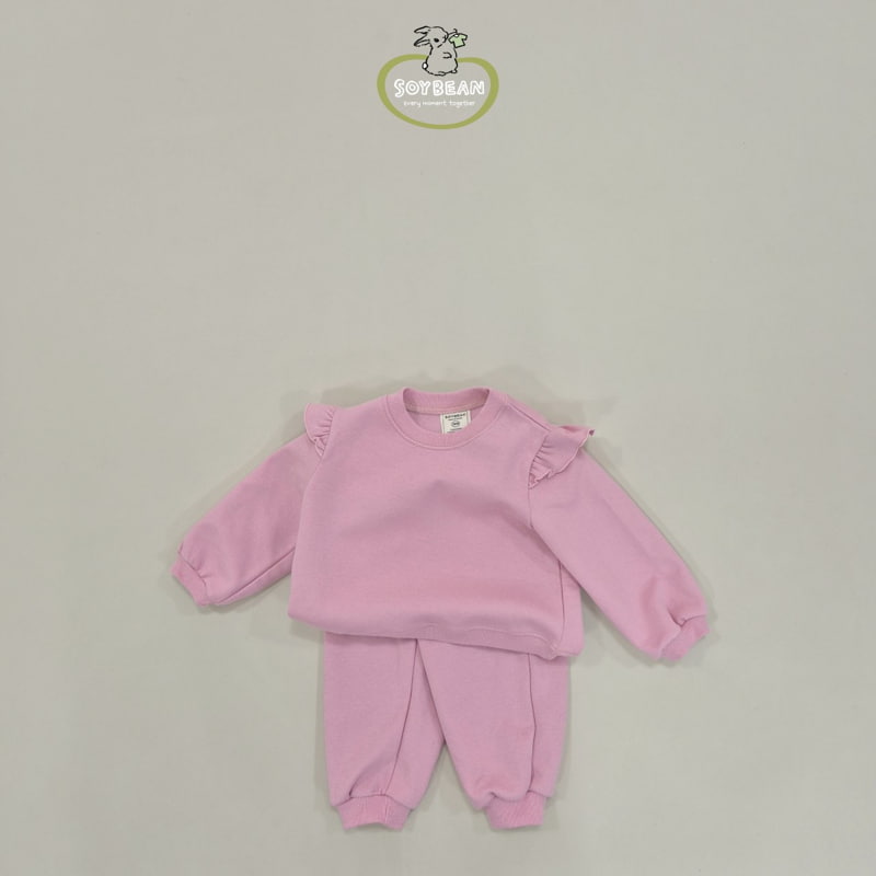Soybean - Korean Children Fashion - #minifashionista - Shoulder Frill Top Bottom Set - 12