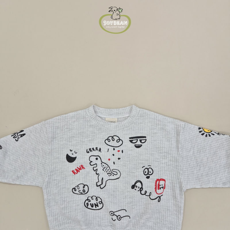 Soybean - Korean Children Fashion - #minifashionista - Painting Waffle Top Bottom Set - 10