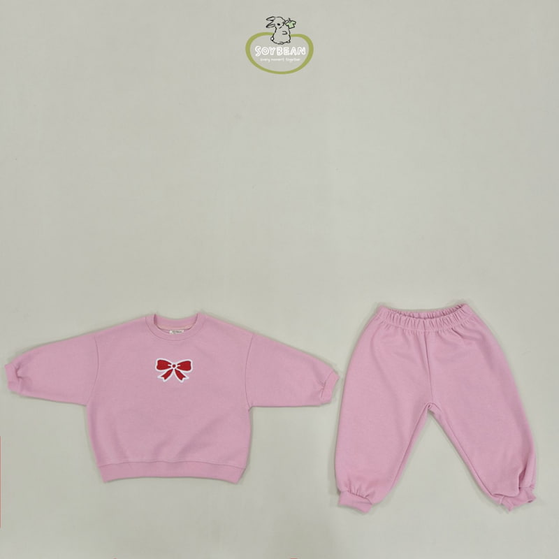 Soybean - Korean Children Fashion - #minifashionista - Ribbon Chain Embroidery Top Bottom Set - 7
