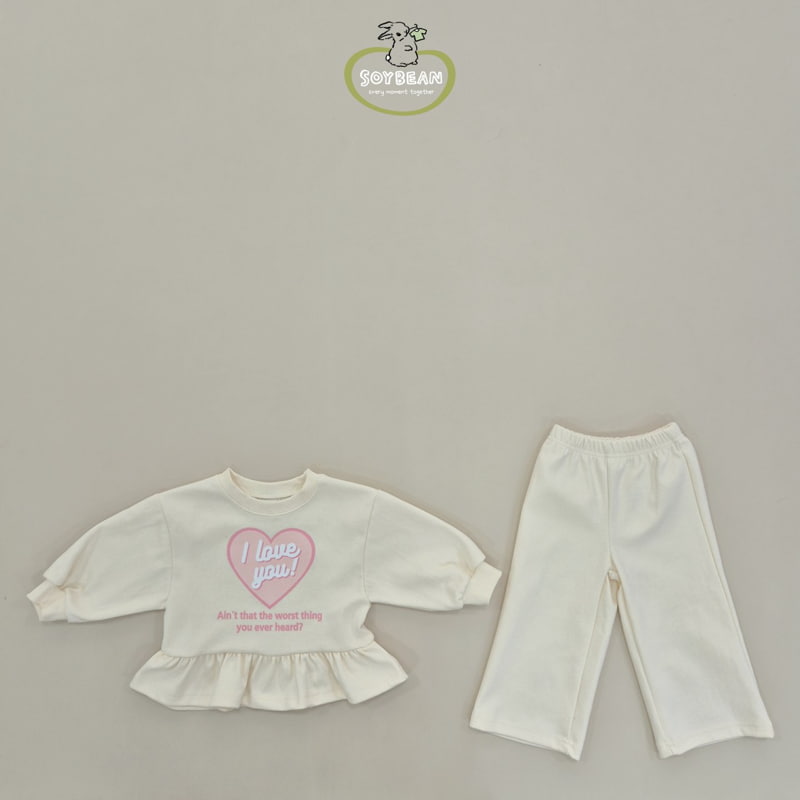 Soybean - Korean Children Fashion - #minifashionista - Love Frill Top Bottom Set - 6