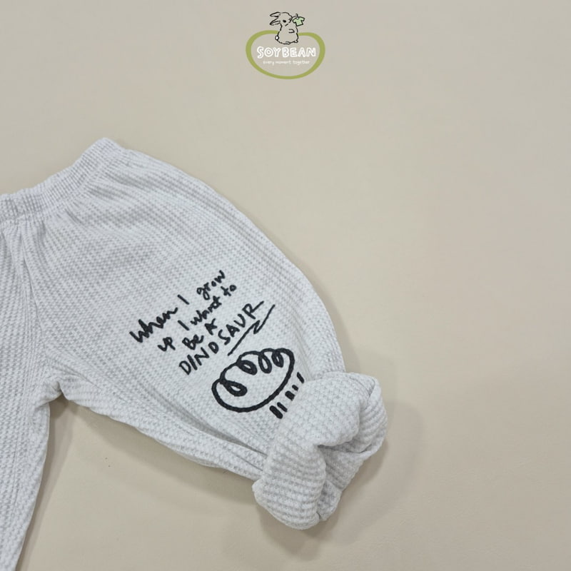 Soybean - Korean Children Fashion - #prettylittlegirls - Painting Waffle Top Bottom Set - 11