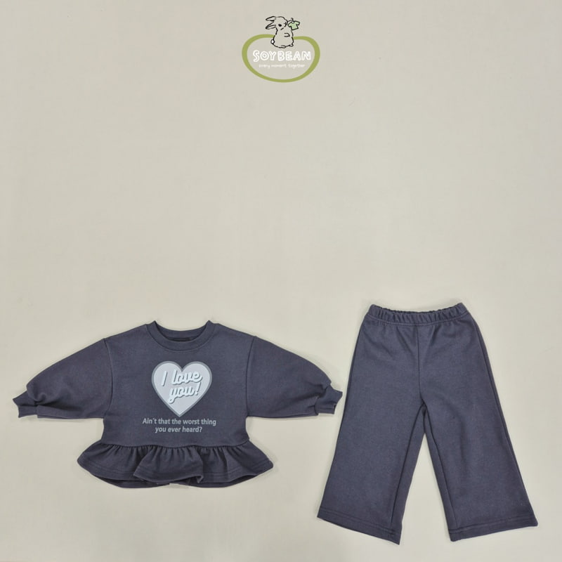 Soybean - Korean Children Fashion - #prettylittlegirls - Love Frill Top Bottom Set - 7