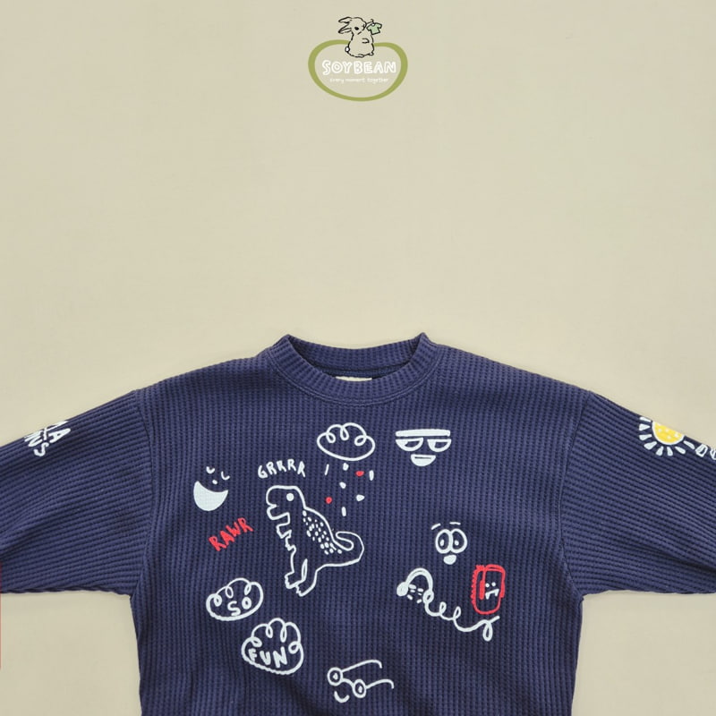 Soybean - Korean Children Fashion - #todddlerfashion - Painting Waffle Top Bottom Set - 12