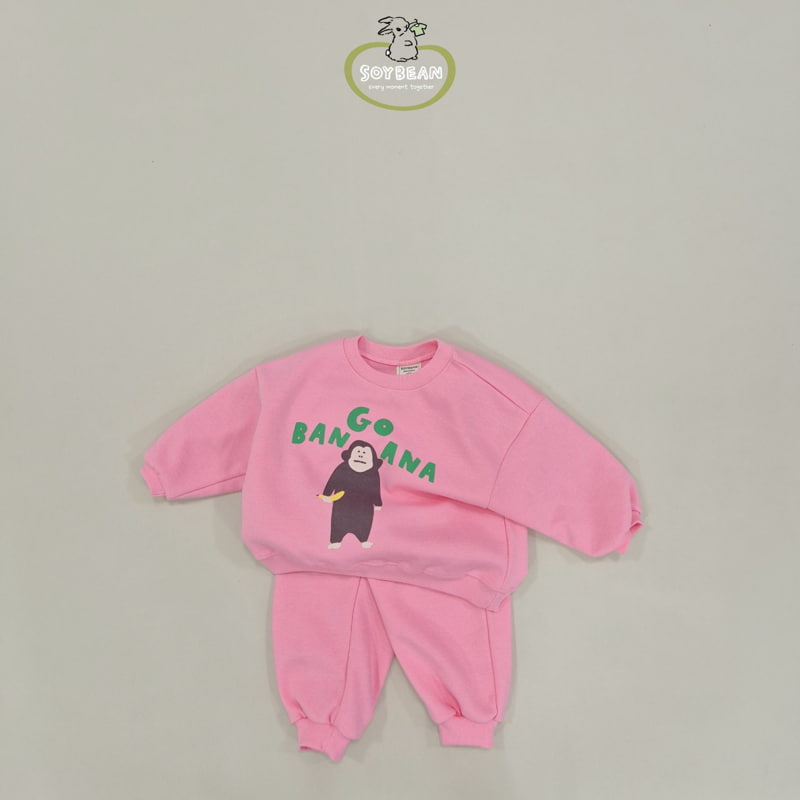 Soybean - Korean Children Fashion - #toddlerclothing - Banana Monkey Top Bottom Set - 11
