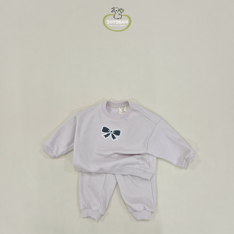 Soybean - Korean Children Fashion - #toddlerclothing - Ribbon Chain Embroidery Top Bottom Set - 10
