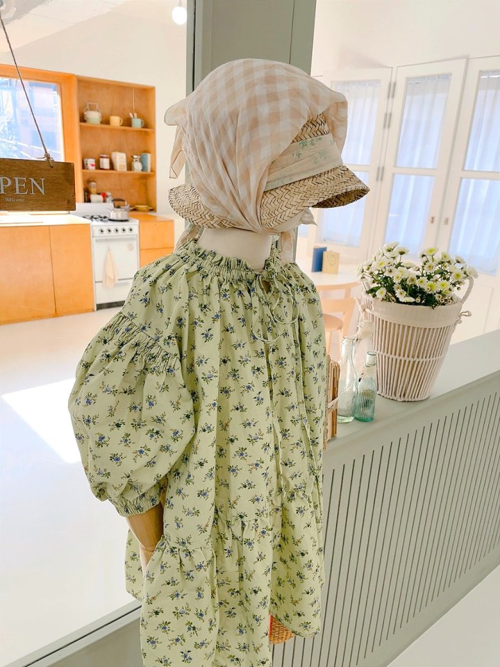 Studio M - Korean Children Fashion - #childofig - Olive Silk Pleated One-piece - 5