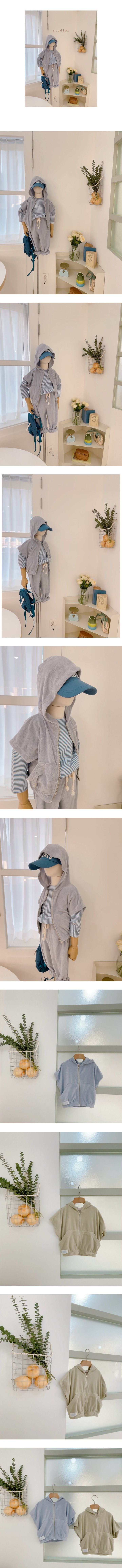 Studio M - Korean Children Fashion - #childrensboutique - Terry Hooded Vest - 2