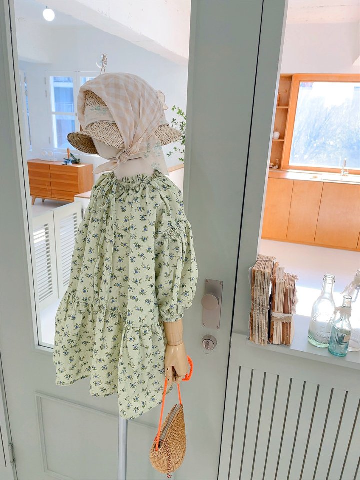 Studio M - Korean Children Fashion - #designkidswear - Olive Silk Pleated One-piece - 7