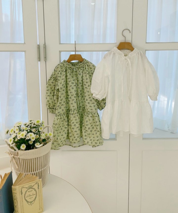 Studio M - Korean Children Fashion - #kidzfashiontrend - Olive Silk Pleated One-piece - 12