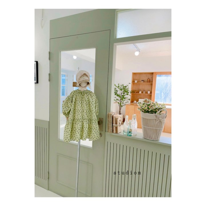 Studio M - Korean Children Fashion - #todddlerfashion - Olive Silk Pleated One-piece - 2