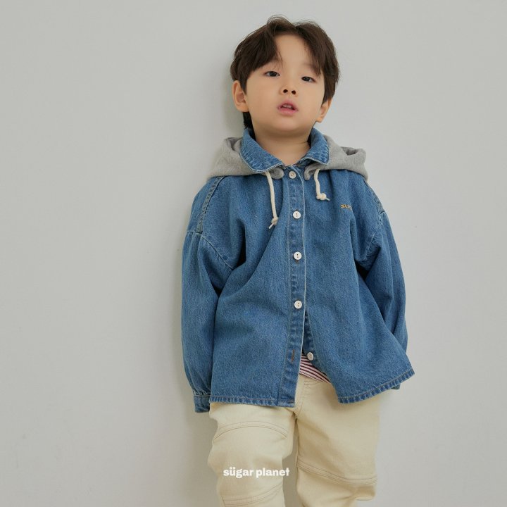 Sugar Planet - Korean Children Fashion - #childofig - Hoodie Denim Shirt - 4