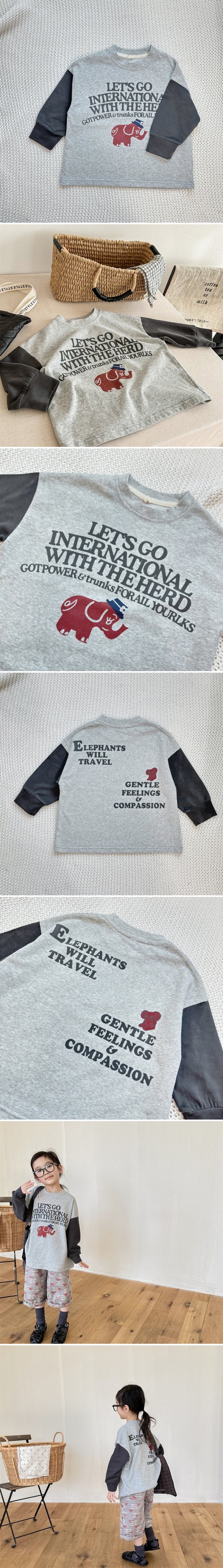 T.j - Korean Children Fashion - #designkidswear - Elephant Raglan Tee
