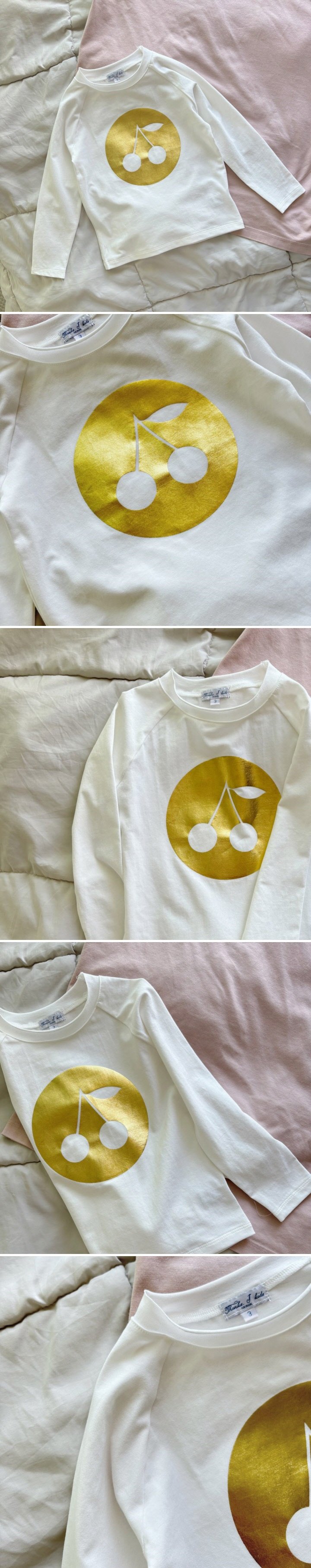 T.j - Korean Children Fashion - #minifashionista - Golden Circle Cherry Shirt (Junior)
