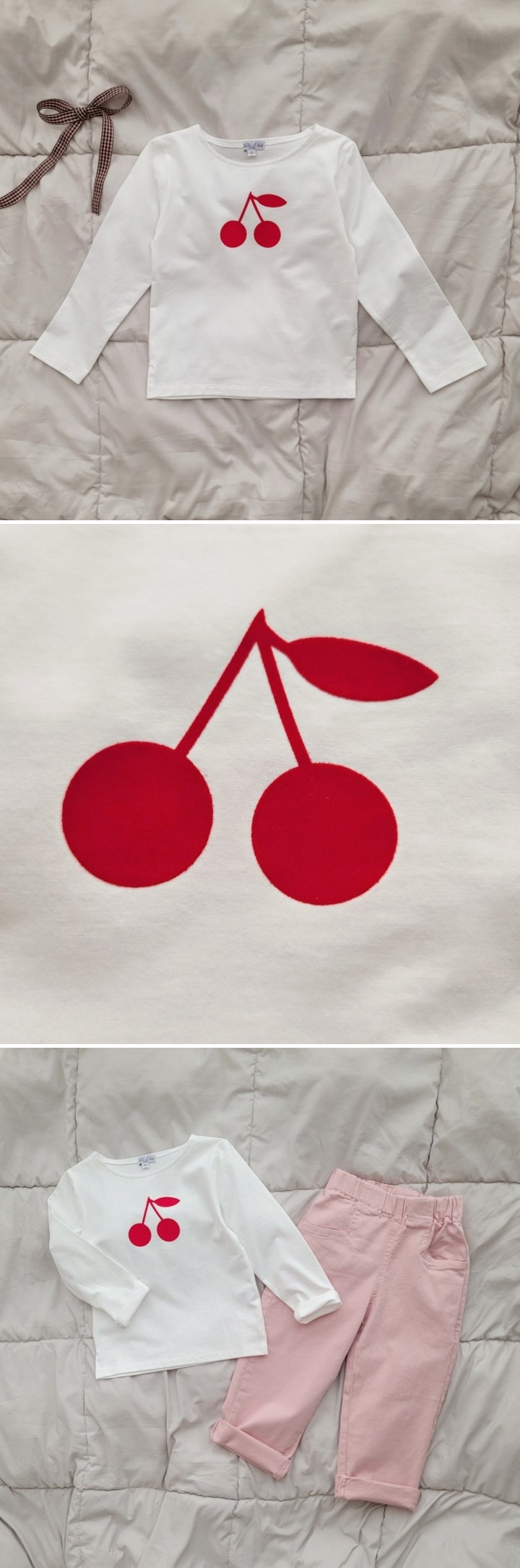 T.j - Korean Children Fashion - #todddlerfashion - Red Velvet Cherry Shirt (Junior)