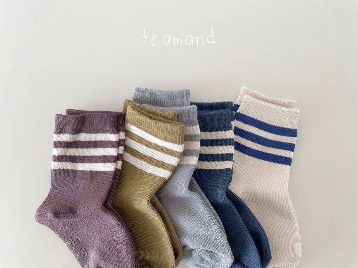 Teamand - Korean Children Fashion - #Kfashion4kids - Three Stripes Sock Set