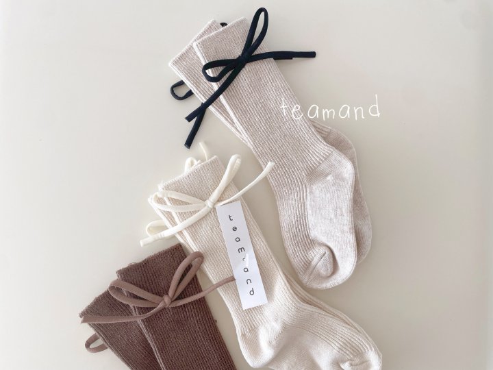 Teamand - Korean Children Fashion - #discoveringself - Bongbong Ribbon Knee Socks - 2
