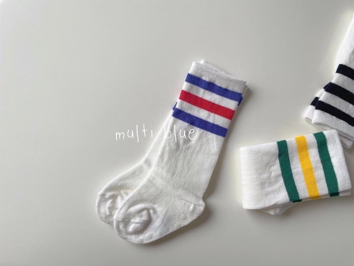 Teamand - Korean Children Fashion - #fashionkids - Three Stripe Knee Socks - 4