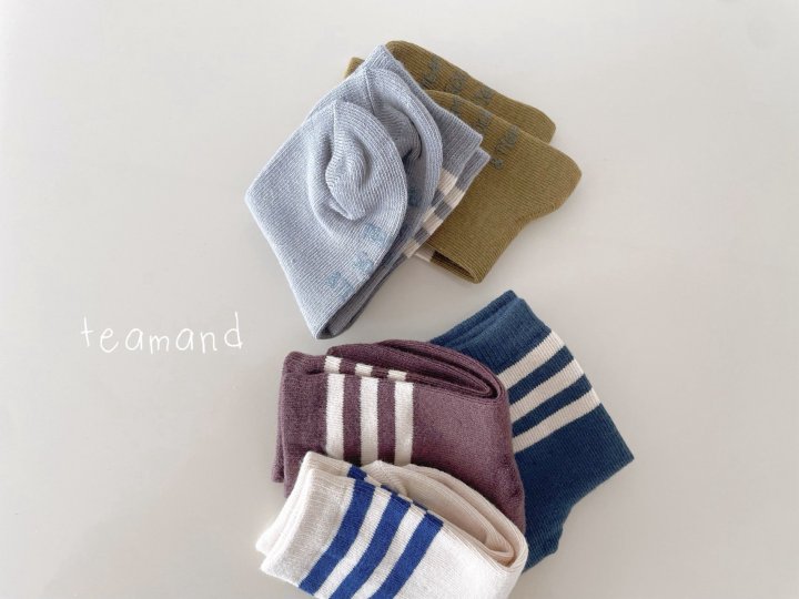 Teamand - Korean Children Fashion - #littlefashionista - Three Stripes Sock Set - 2
