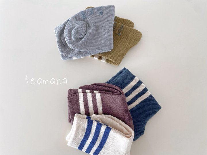 Teamand - Korean Children Fashion - #magicofchildhood - Three Stripes Sock Set - 4