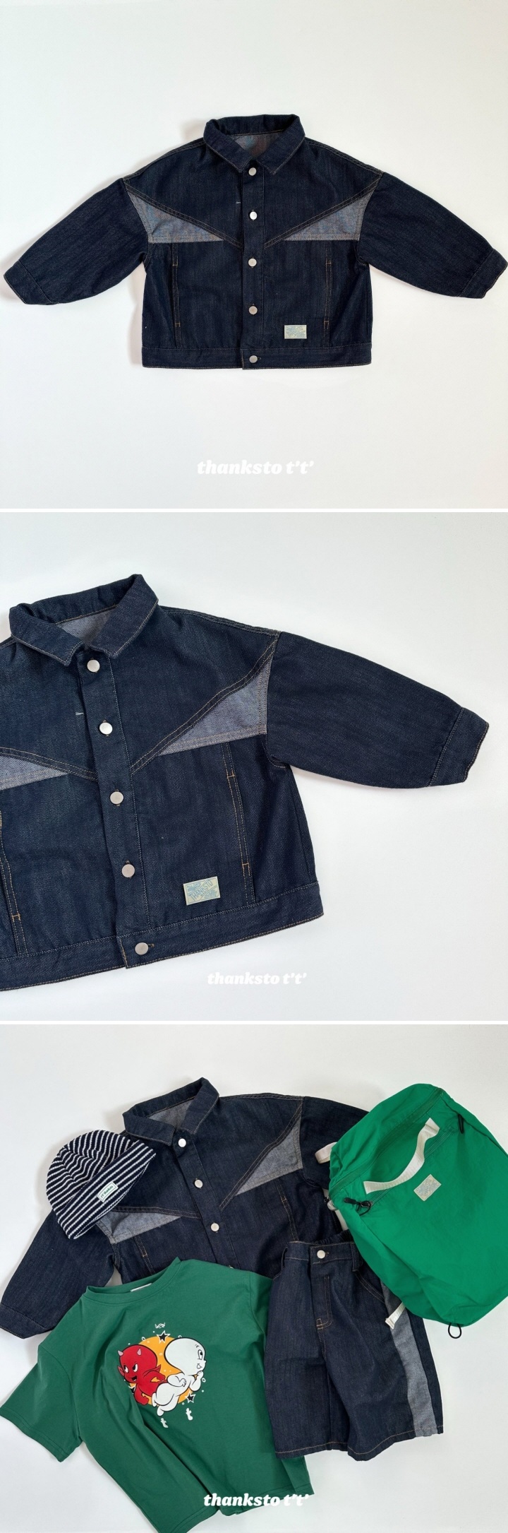 Thanksto TT - Korean Children Fashion - #discoveringself - Seti Denim Jacket (Junior) - 2