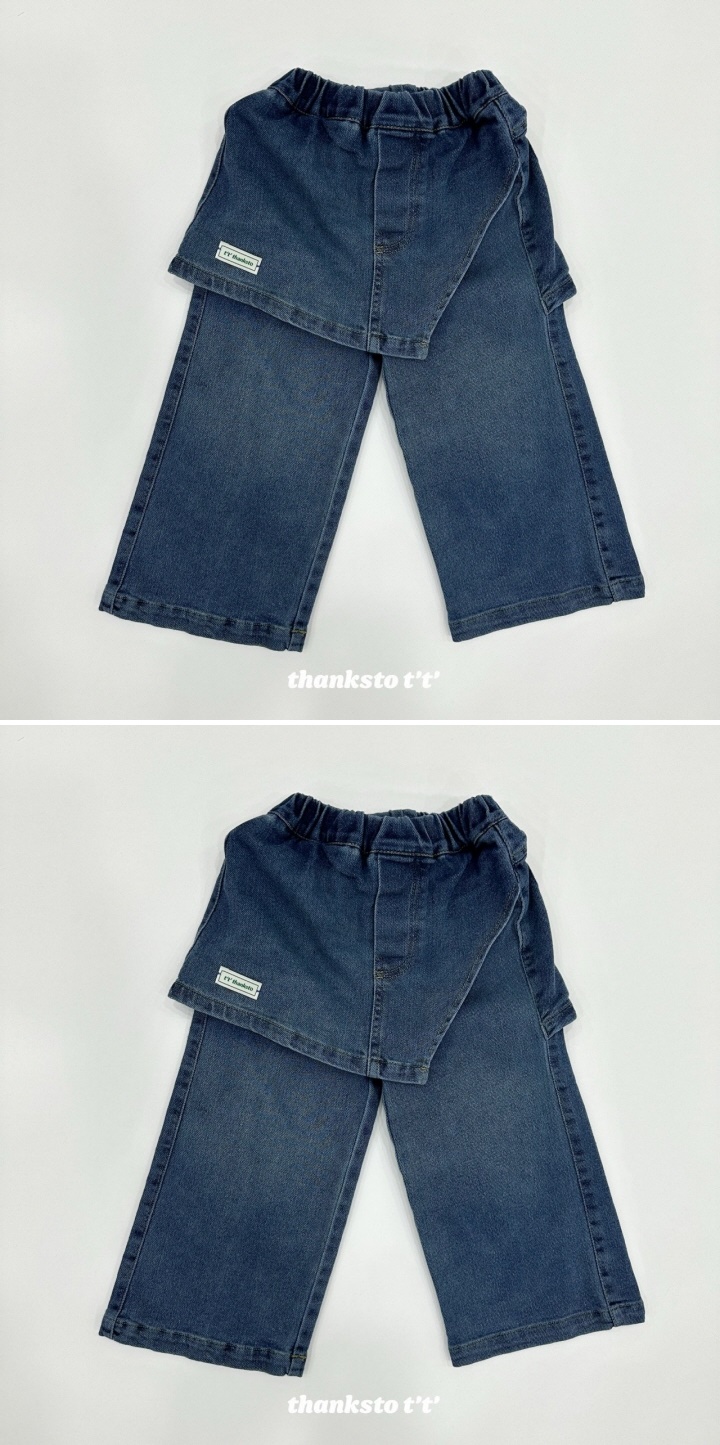 Thanksto TT - Korean Children Fashion - #kidzfashiontrend - Wrap Denim Pants - 2