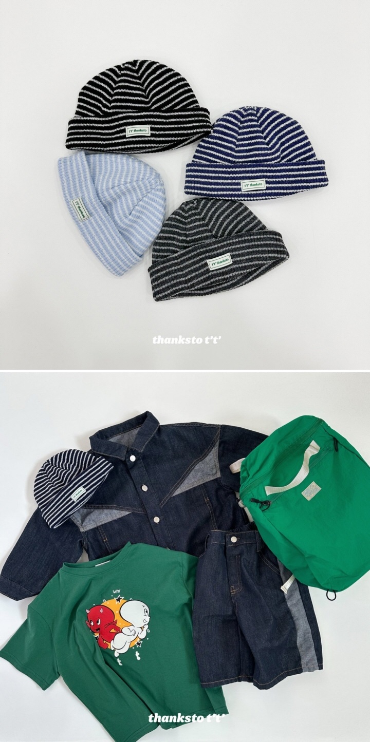 Thanksto TT - Korean Children Fashion - #minifashionista - Stripe Beanie - 2