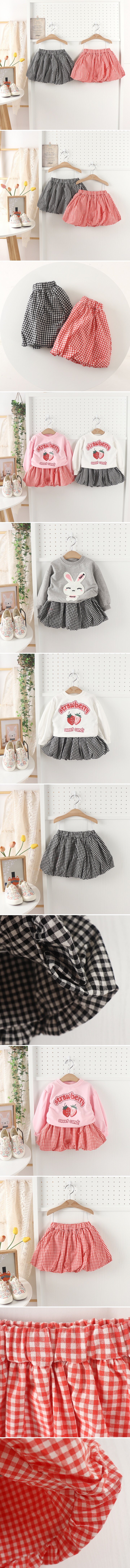 Tony - Korean Children Fashion - #fashionkids - Check Balloon Skirt
