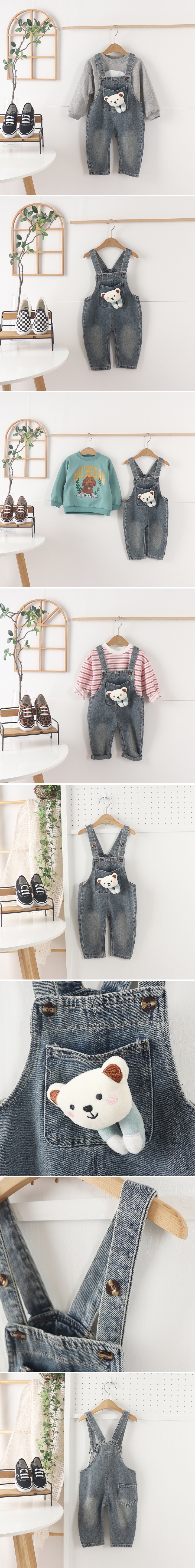 Tony - Korean Children Fashion - #kidzfashiontrend - Mint Bear Jumpsuit