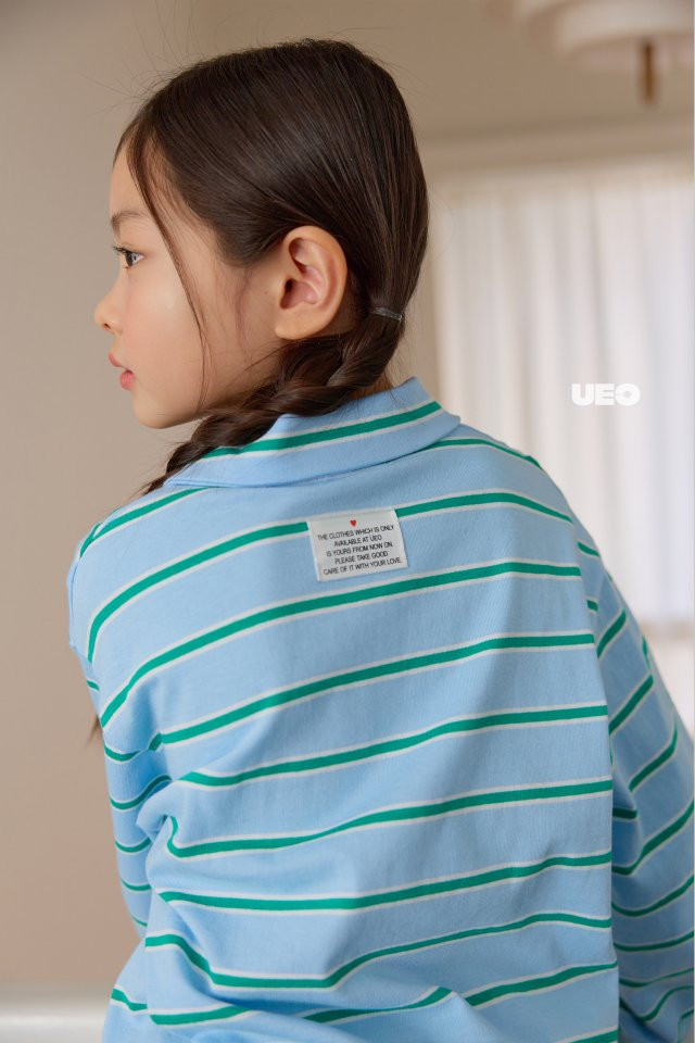 U Eo - Korean Children Fashion - #designkidswear - Stripe Banding Collar Tee - 9