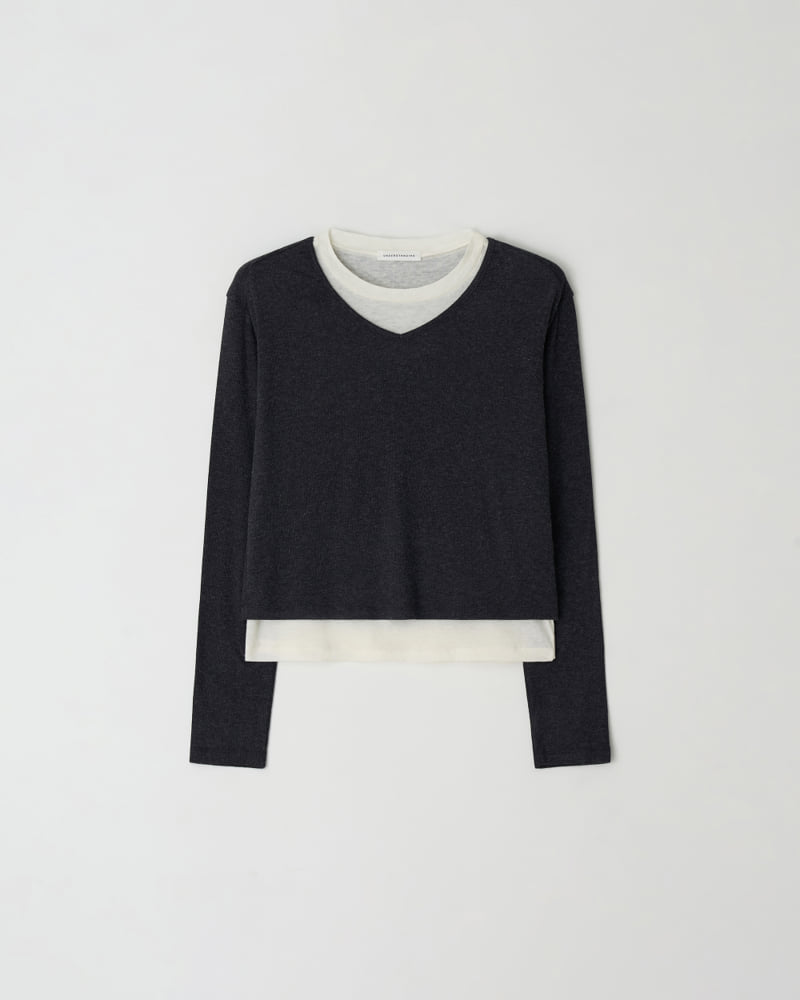 Understanding - Korean Women Fashion - #momslook - V-neck Layered Tee - 9