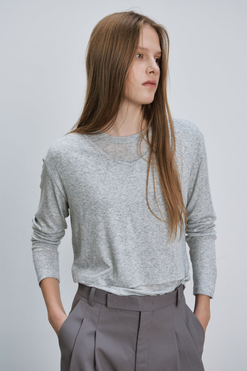 Understanding - Korean Women Fashion - #restrostyle - V-neck Layered Tee - 2