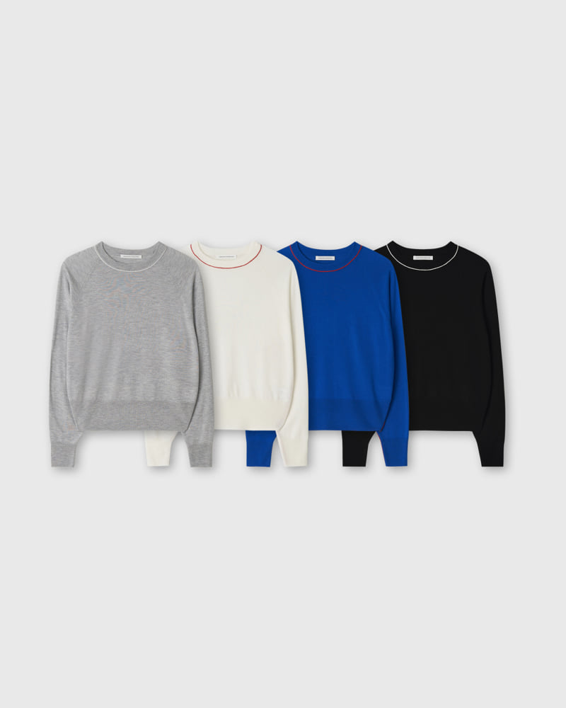Understanding - Korean Women Fashion - #womensfashion - Two Tone Silky Round Knit Pullover