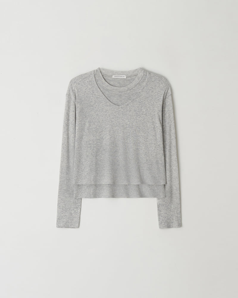 Understanding - Korean Women Fashion - #womensfashion - V-neck Layered Tee - 10