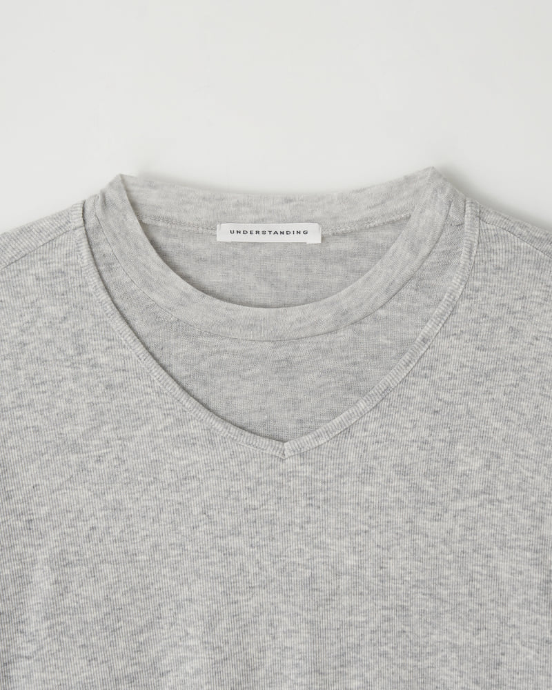Understanding - Korean Women Fashion - #womensfashion - V-neck Layered Tee - 12