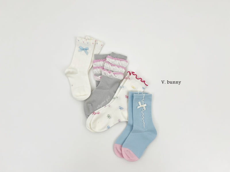 V Bunny - Korean Children Fashion - #Kfashion4kids - Sky Ribbon Socks Set - 3