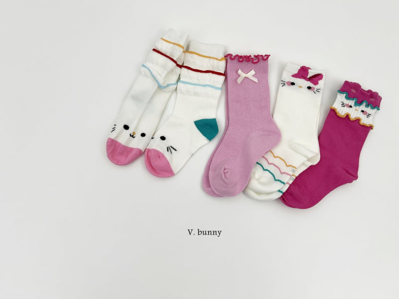 V Bunny - Korean Children Fashion - #Kfashion4kids - Ribbon Cat Socks Set - 3