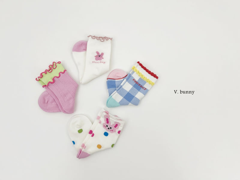 V Bunny - Korean Children Fashion - #prettylittlegirls - Bubble Rabbit Socks Set - 4