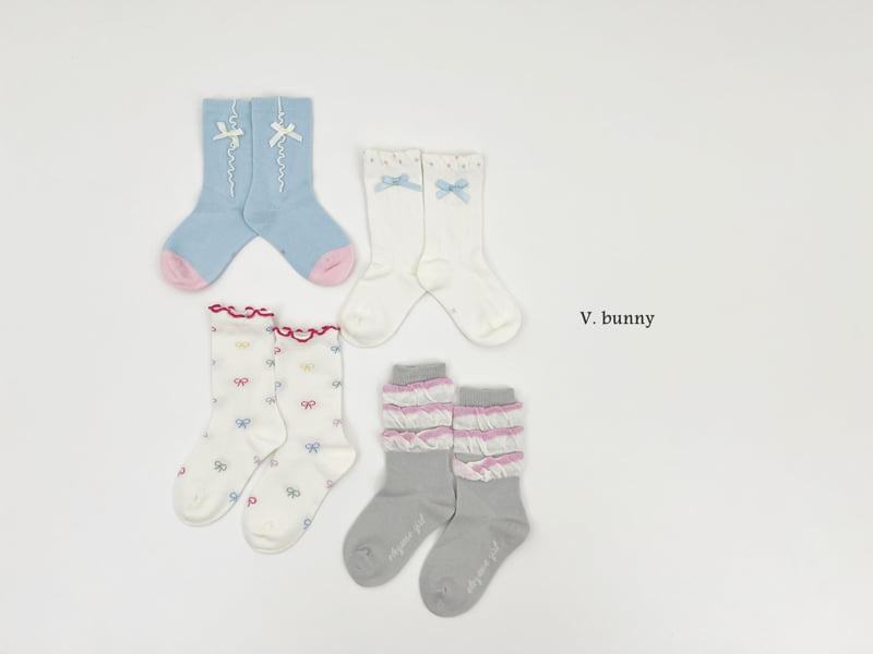V Bunny - Korean Children Fashion - #childofig - Sky Ribbon Socks Set - 11